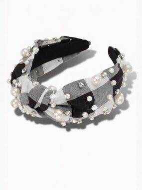 Atoden NWT Black Plaid Rhinestone Headband